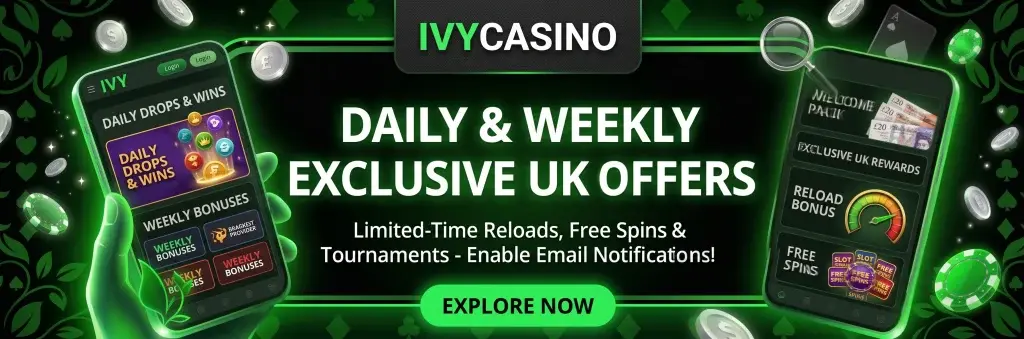 vy Casino UK page featuring exclusive rewards for UK players.