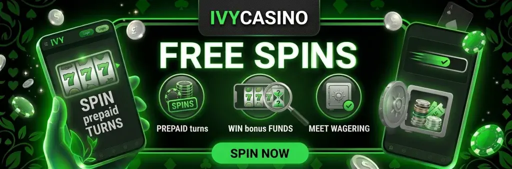 Ivy Casino page explaining free spins and how they work in online slot games.