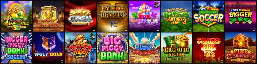 Ivy Casino Online slots lobby featuring classic, 3D, video and jackpot games.