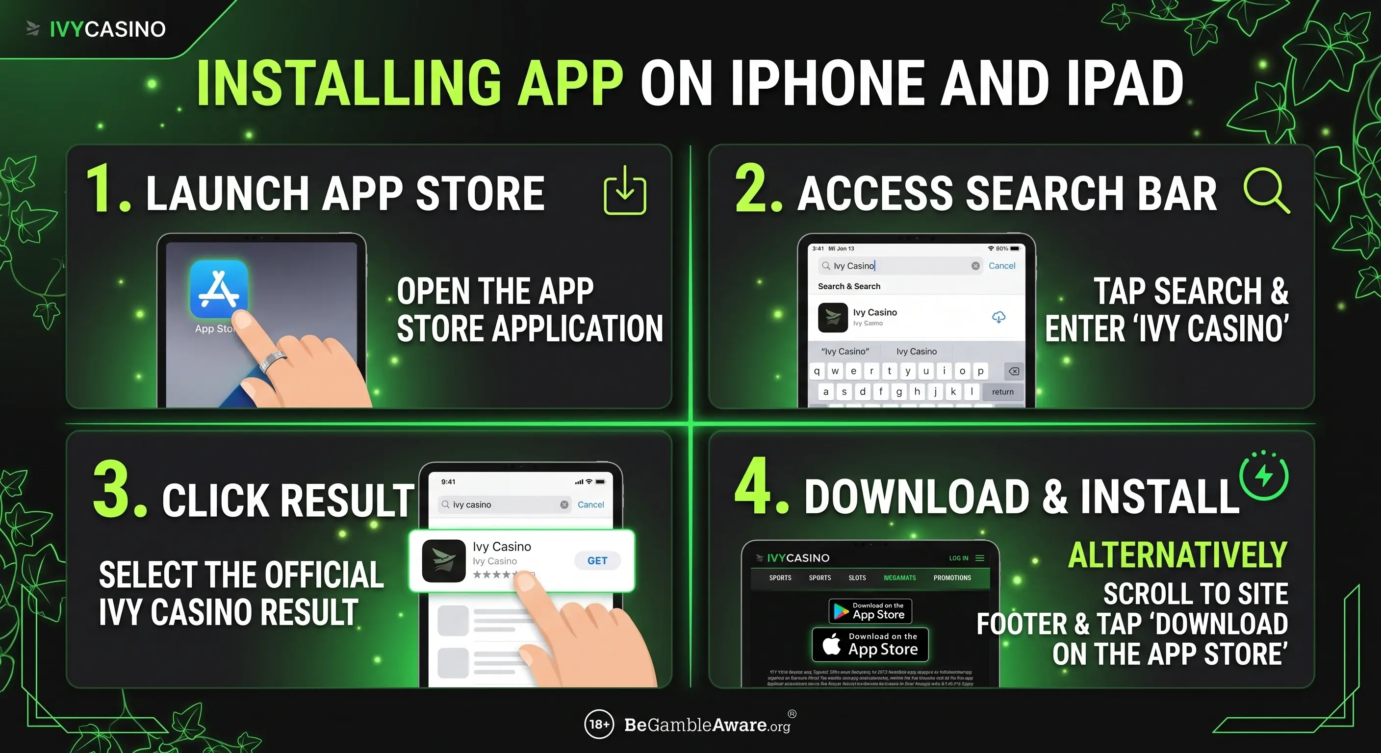 Ivy Online Casino iPhone and iPad app installation page in the Apple App Store.