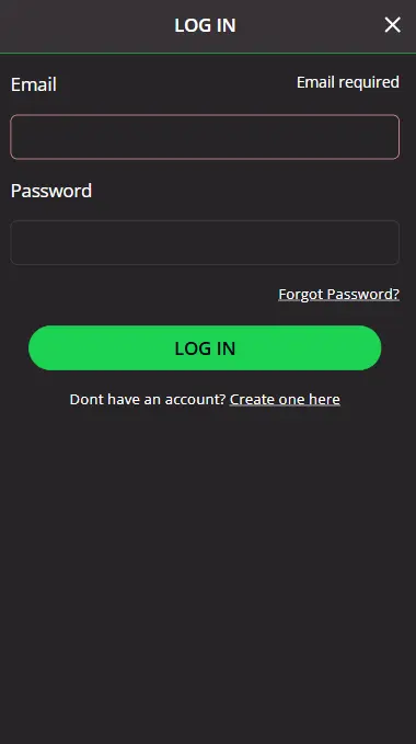Ivy Casino UK login screen for mobile and desktop devices.