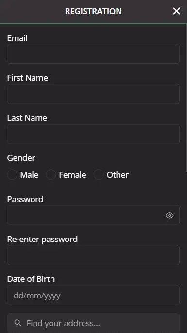 Casino Ivy UK mobile registration form requesting player details for account creation.