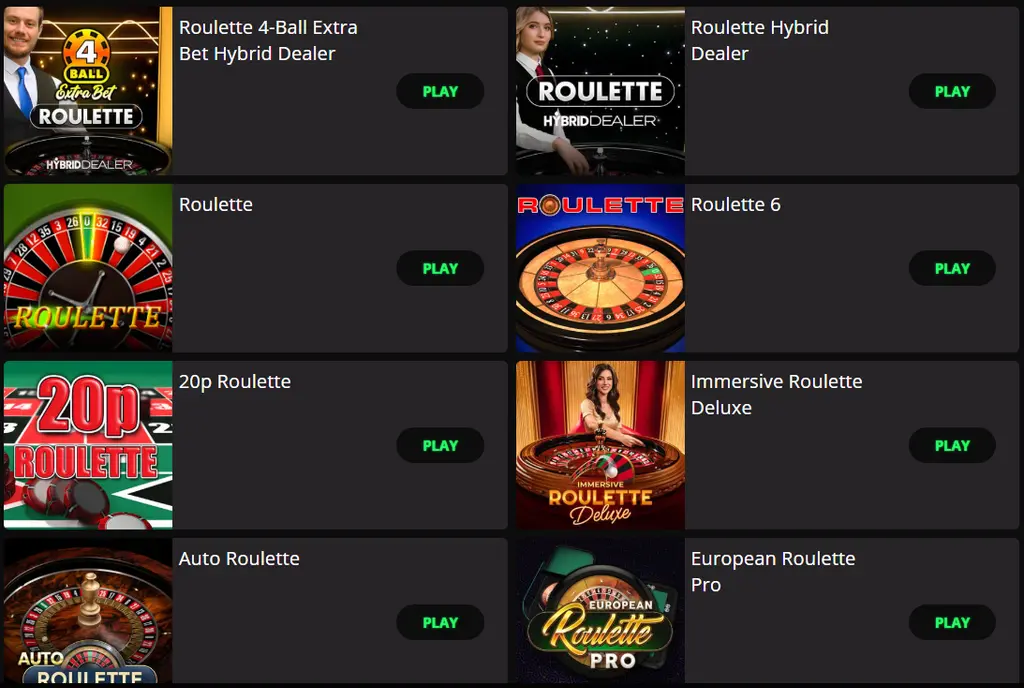 Casino Ivy live roulette page showing real-time roulette tables.